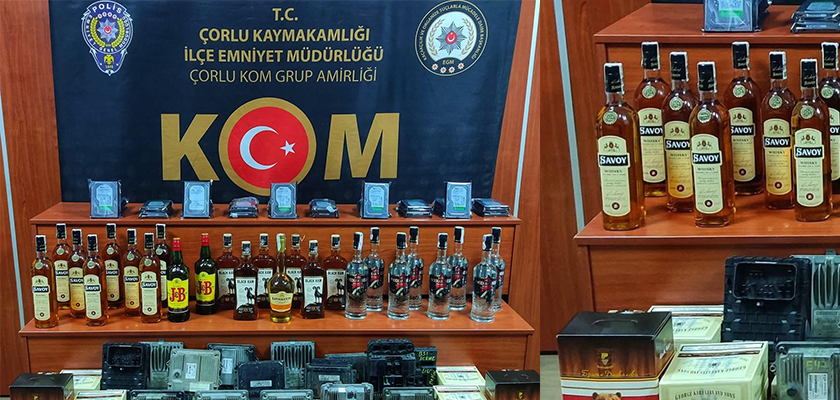 Tekirdağ’da gümrük kaçağı alkollü içki ve emtia yakalandı