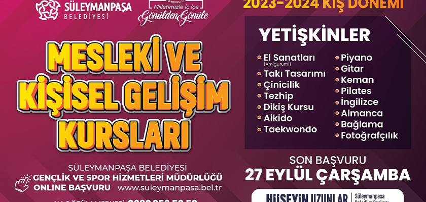 Süleymanpaşa Belediyesi Kış Okulu kayıtları başladı