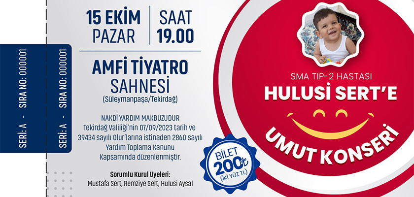 SMA hastası Hulusi bebek için Tekirdağ”da konser düzenlenicek