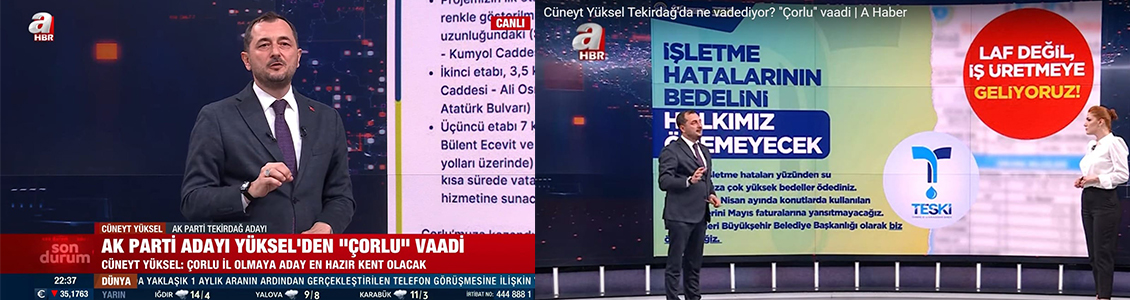 AK Parti Tekirdağ Büyükşehir Belediye Başkan Adayı Cüneyt Yüksel’den Çorlu vaadi: 