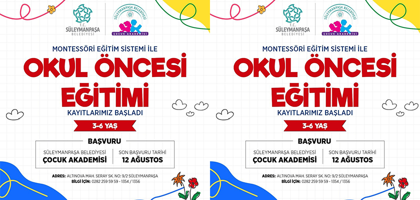 Süleymanpaşa Belediyesi Çocuk Akademisi Kayıtları Başladı