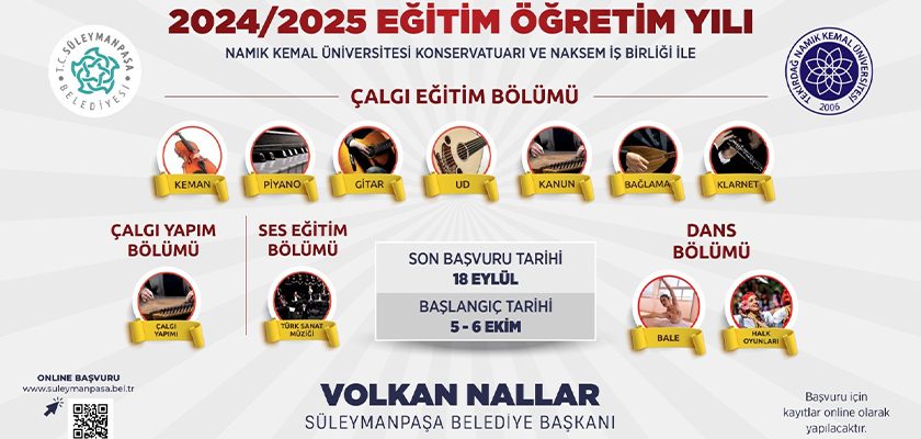 Süleymanpaşa Belediye Konservatuvarı kayıtları başladı