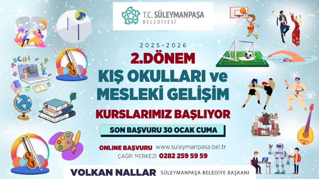 Süleymanpaşa Belediyesi Kış Okulları İkinci Dönem Kayıtları Başladı