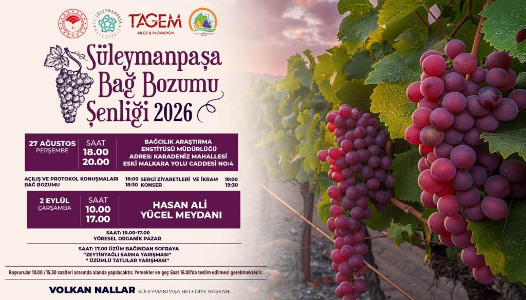 Süleymanpaşa Bağbozumu Şenliğine Davetlisiniz
